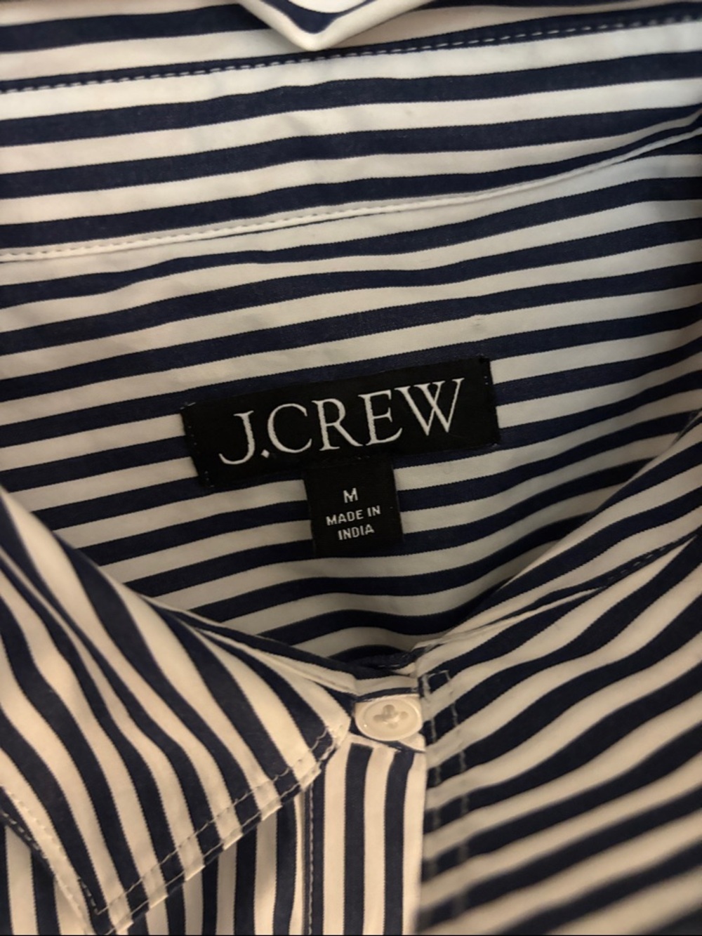 J. Crew Navy and White Striped Maxi Shirt Dress with Tie Waist - Picture 2 of 3